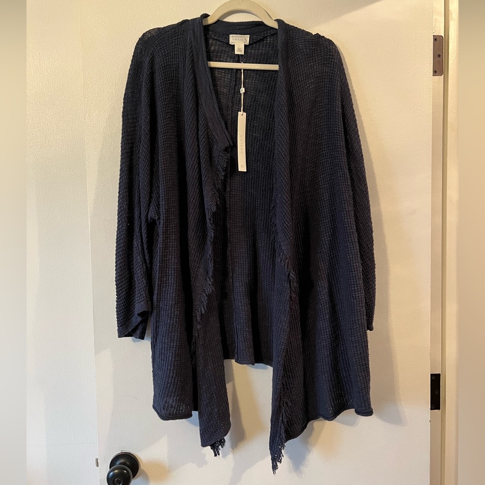 Knit Navy Blue Cardigan - Large